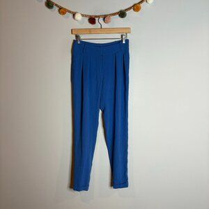 Maje bright blue pleated tapered dress pants